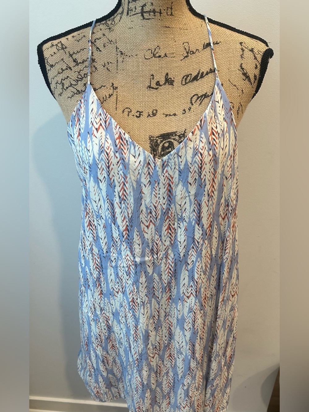 Style Rack L.A. Razor Back Feather Print Mini Dress, Large